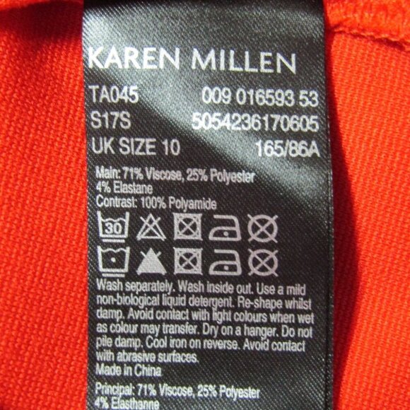 Karen Millen Orange Knit Cold Shoulder Fitted Top Size US 6 Stretch New Tag - Picture 10 of 11